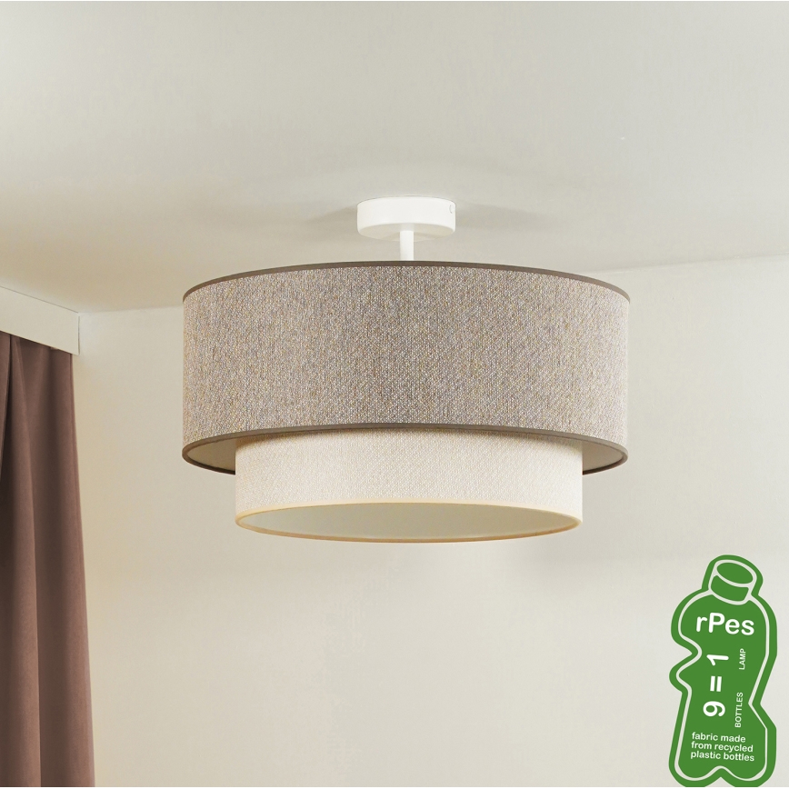 Duolla - Přisazený lustr BOHO ECO RECYCLING 1xE27/15W/230V pr. 45 cm hnědá/krémová