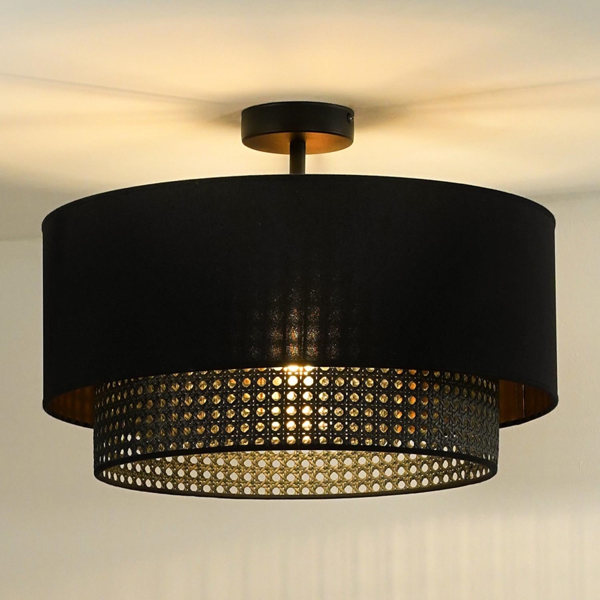 Duolla - Přisazený lustr BOHO RATTAN 1xE27/15W/230V pr. 45 cm černá