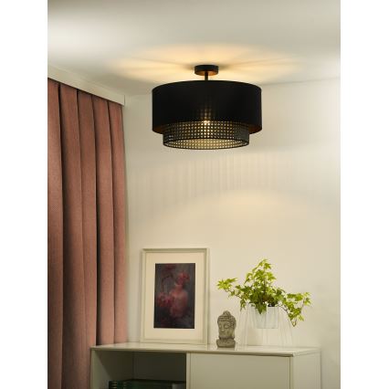 Duolla - Přisazený lustr BOHO RATTAN 1xE27/15W/230V pr. 45 cm černá
