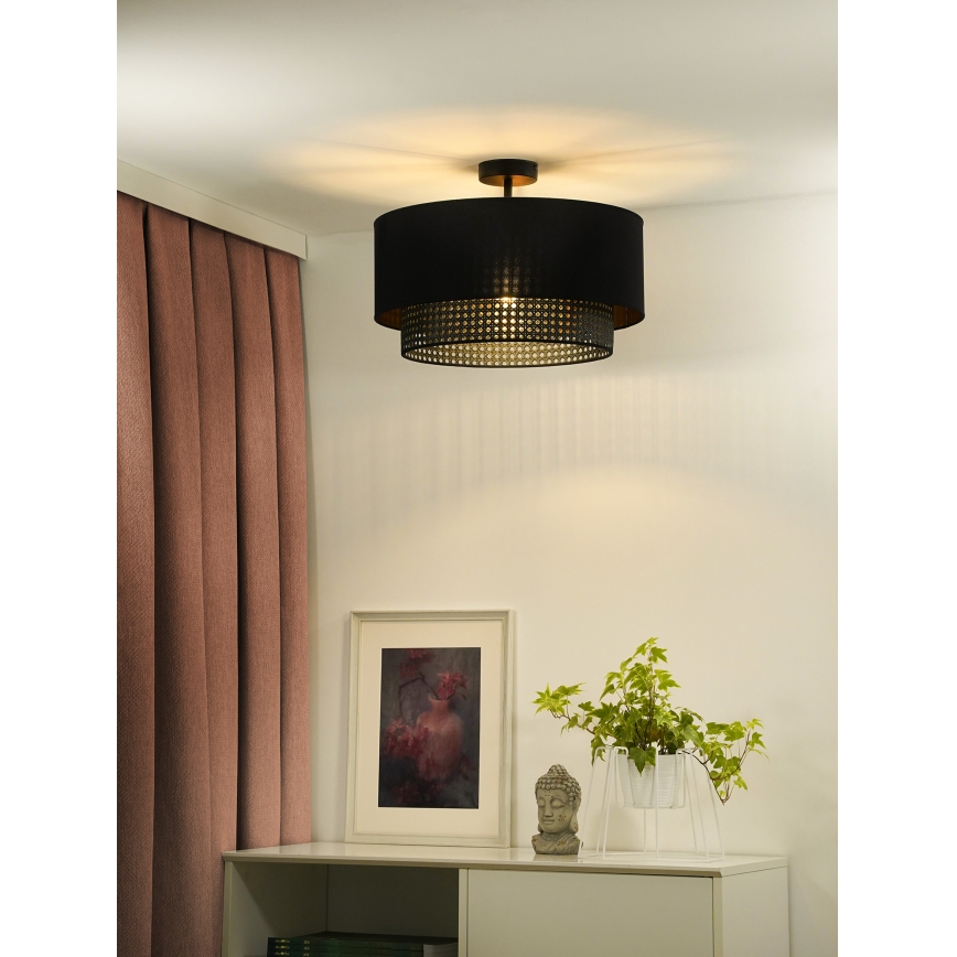 Duolla - Přisazený lustr BOHO RATTAN 1xE27/15W/230V pr. 45 cm černá