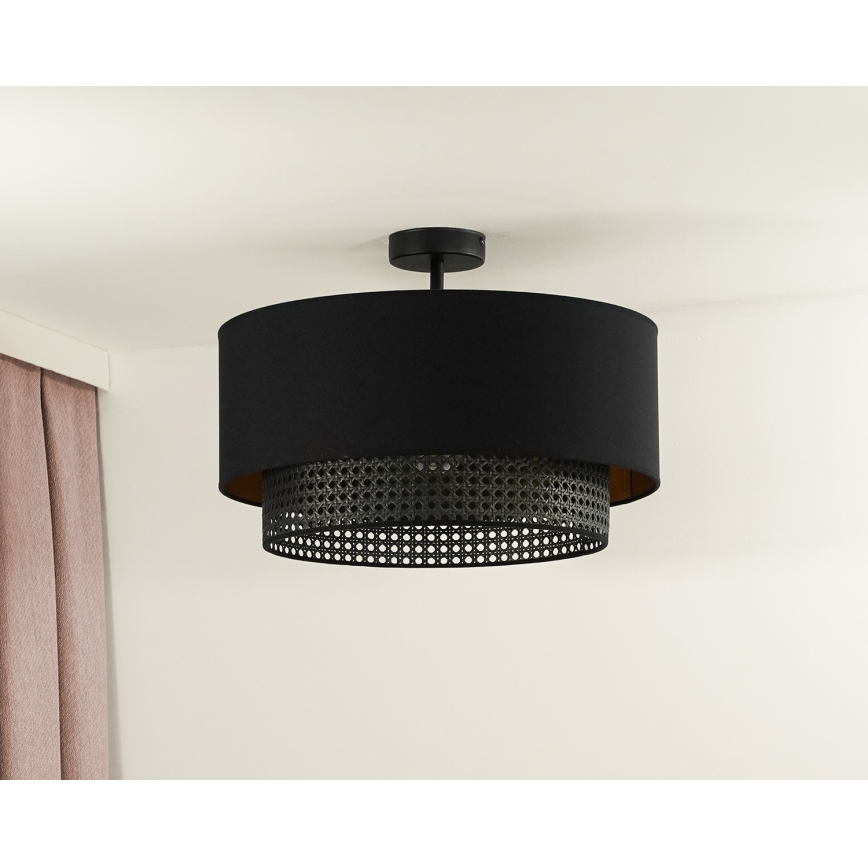 Duolla - Přisazený lustr BOHO RATTAN 1xE27/15W/230V pr. 45 cm černá