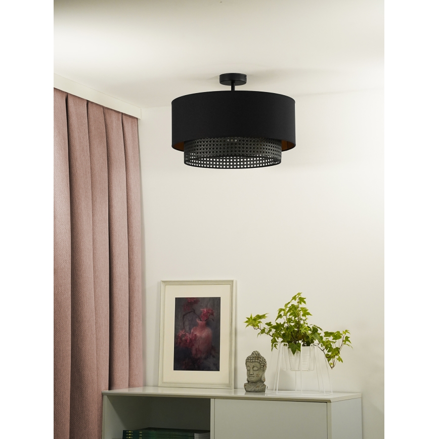 Duolla - Přisazený lustr BOHO RATTAN 1xE27/15W/230V pr. 45 cm černá