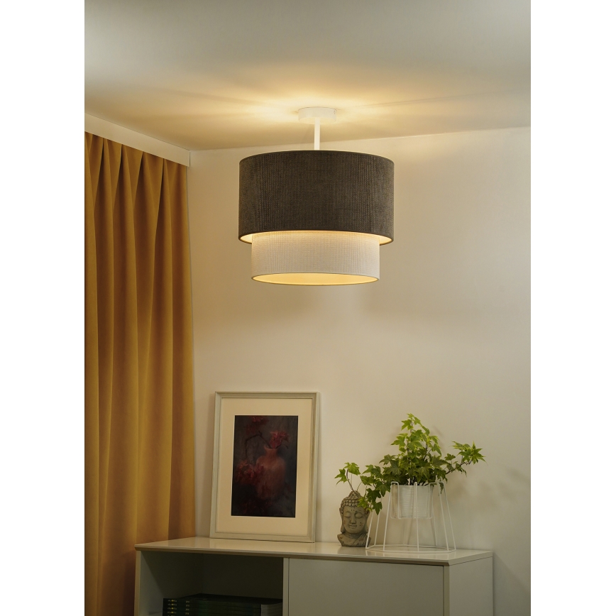 Duolla - Přisazený lustr CORDUROY 1xE27/15W/230V pr. 40 cm hnědá/krémová