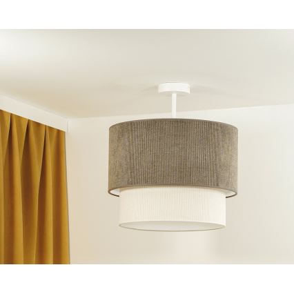 Duolla - Přisazený lustr CORDUROY 1xE27/15W/230V pr. 40 cm hnědá/krémová