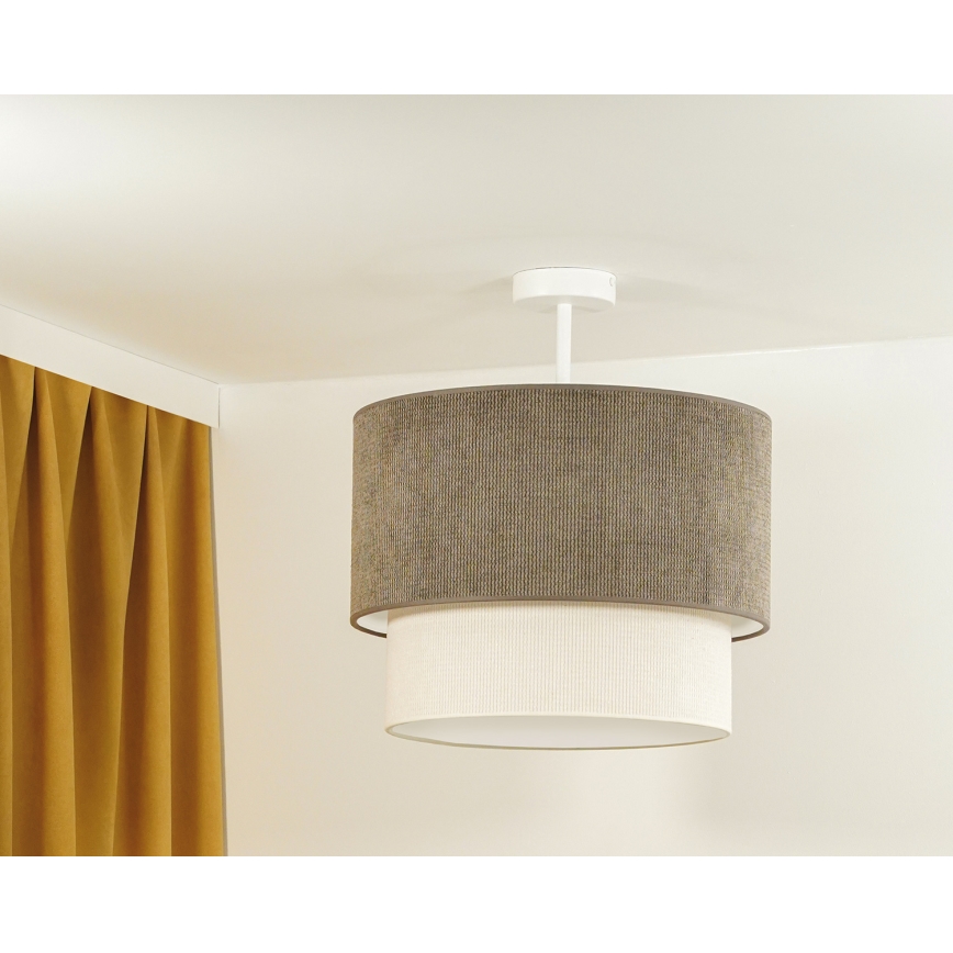 Duolla - Přisazený lustr CORDUROY 1xE27/15W/230V pr. 40 cm hnědá/krémová