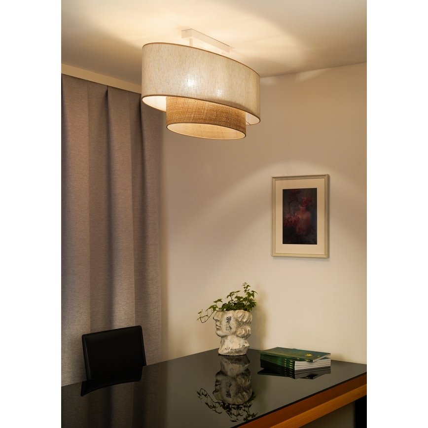 Duolla - Přisazený lustr DOUBLE OVAL NATURE 2xE27/15W/230V krémová/béžová