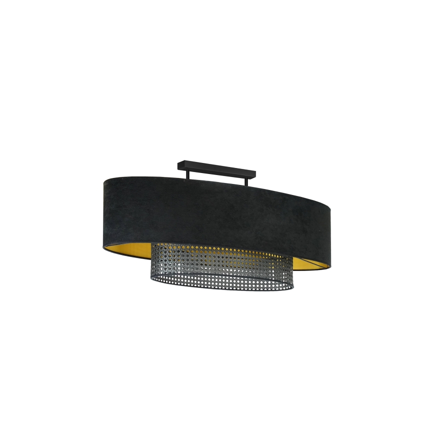 Duolla - Přisazený lustr DOUBLE OVAL RATTAN 2xE27/15W/230V černá/ratan