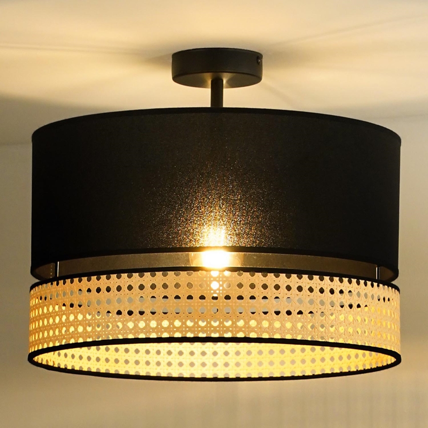 Duolla - Přisazený lustr DOUBLE RATTAN 1xE27/15W/230V pr. 40 cm černá/béžová