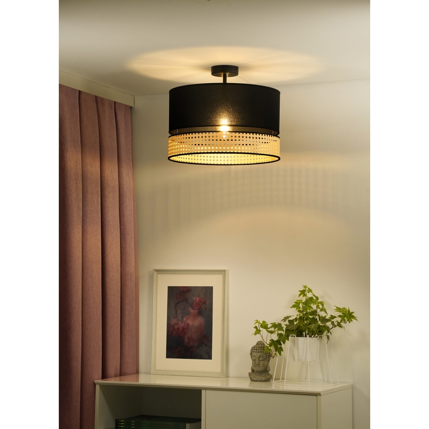 Duolla - Přisazený lustr DOUBLE RATTAN 1xE27/15W/230V pr. 40 cm černá/béžová