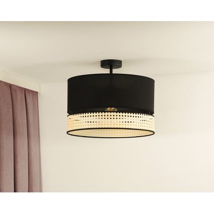 Duolla - Přisazený lustr DOUBLE RATTAN 1xE27/15W/230V pr. 40 cm černá/béžová