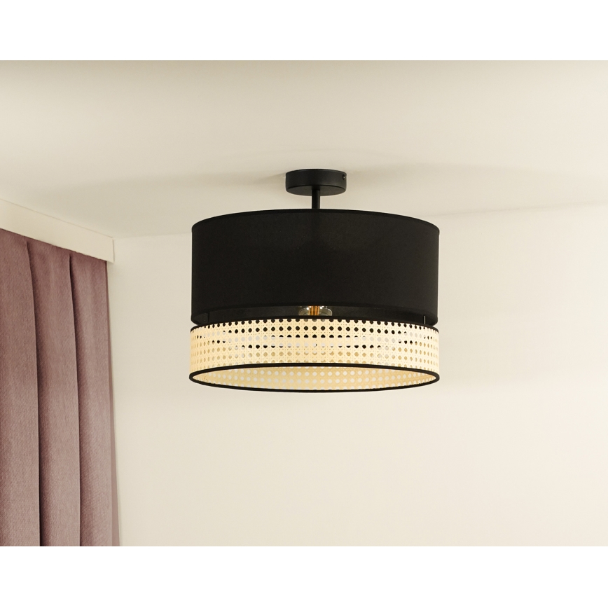 Duolla - Přisazený lustr DOUBLE RATTAN 1xE27/15W/230V pr. 40 cm černá/béžová
