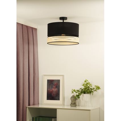 Duolla - Přisazený lustr DOUBLE RATTAN 1xE27/15W/230V pr. 40 cm černá/béžová