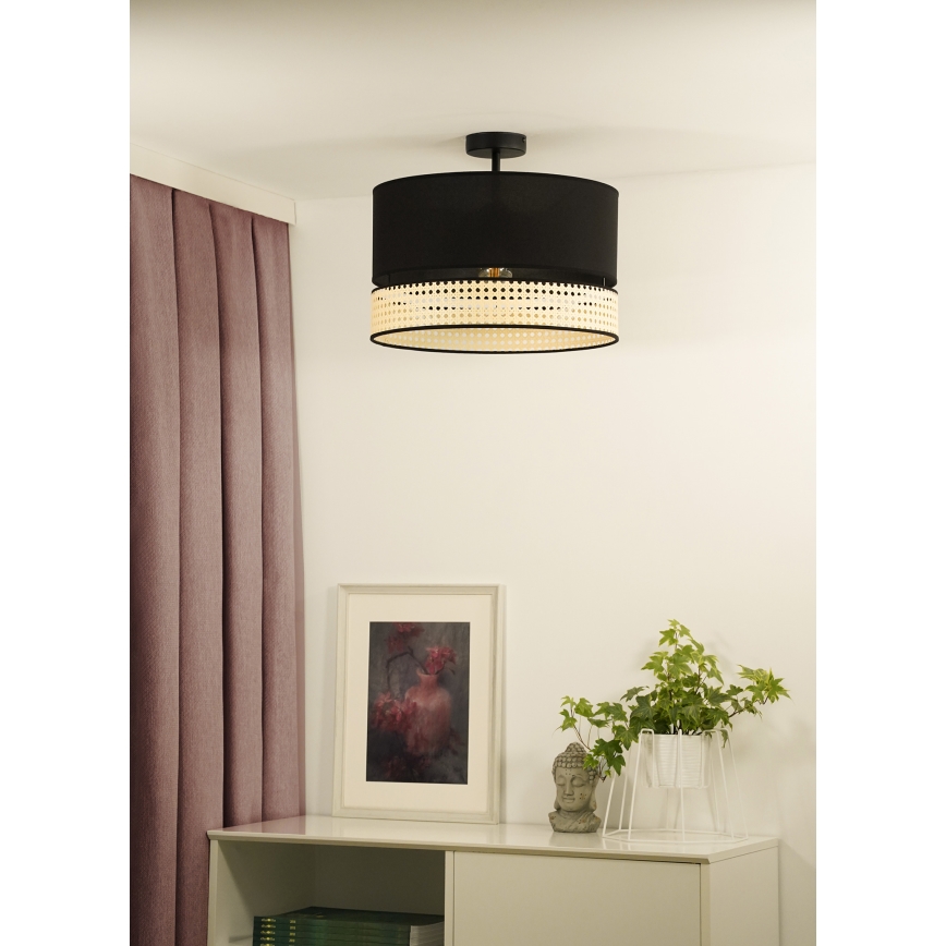 Duolla - Přisazený lustr DOUBLE RATTAN 1xE27/15W/230V pr. 40 cm černá/béžová