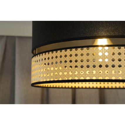 Duolla - Přisazený lustr DOUBLE RATTAN 1xE27/15W/230V pr. 40 cm černá/béžová