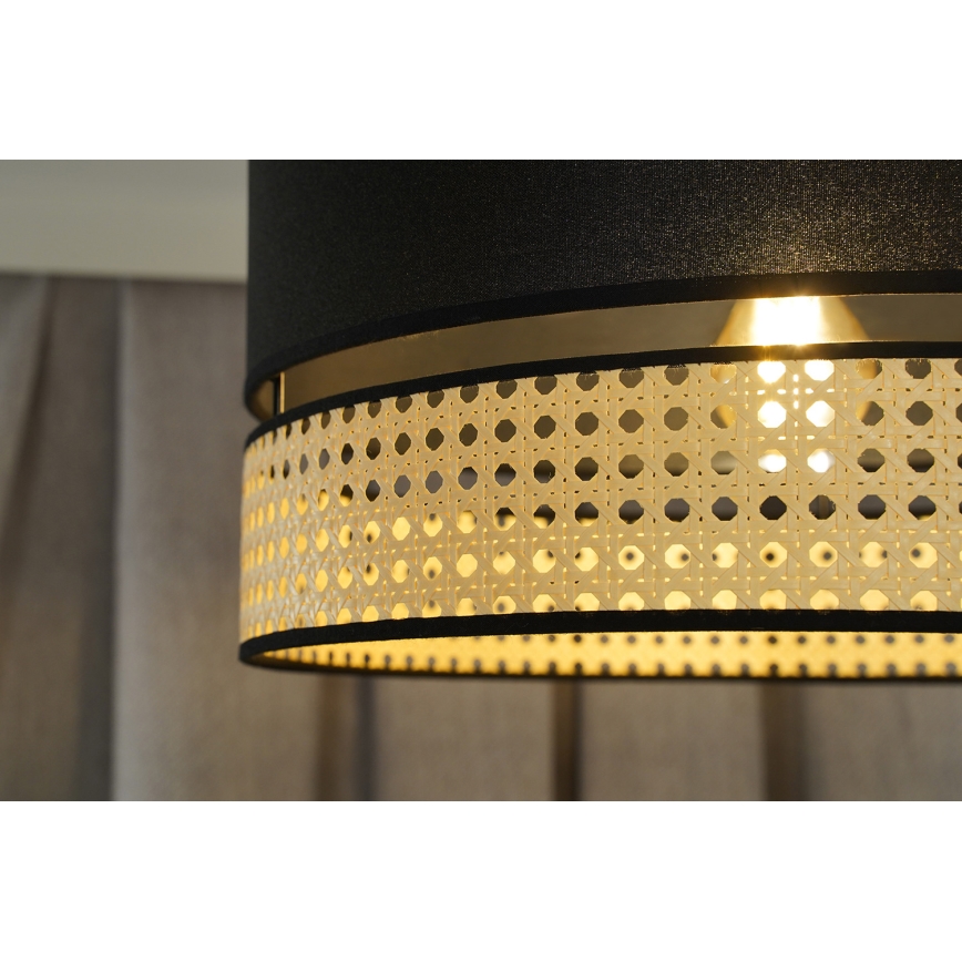 Duolla - Přisazený lustr DOUBLE RATTAN 1xE27/15W/230V pr. 40 cm černá/béžová