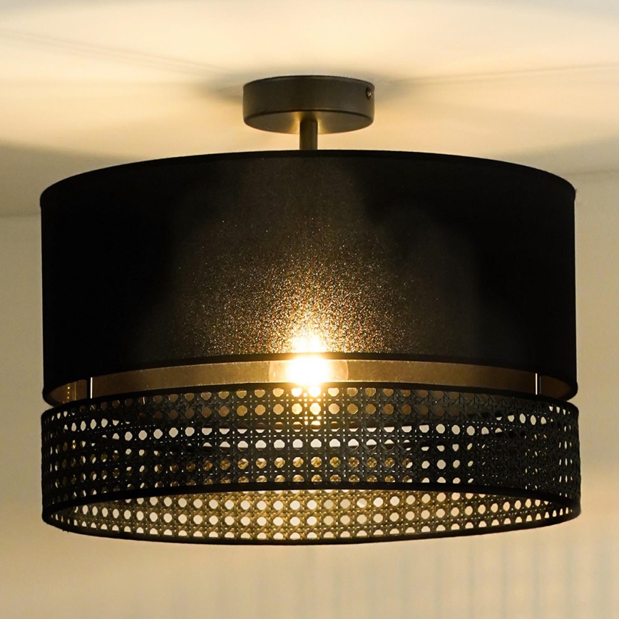 Duolla - Přisazený lustr DOUBLE RATTAN 1xE27/15W/230V pr. 40 cm černá