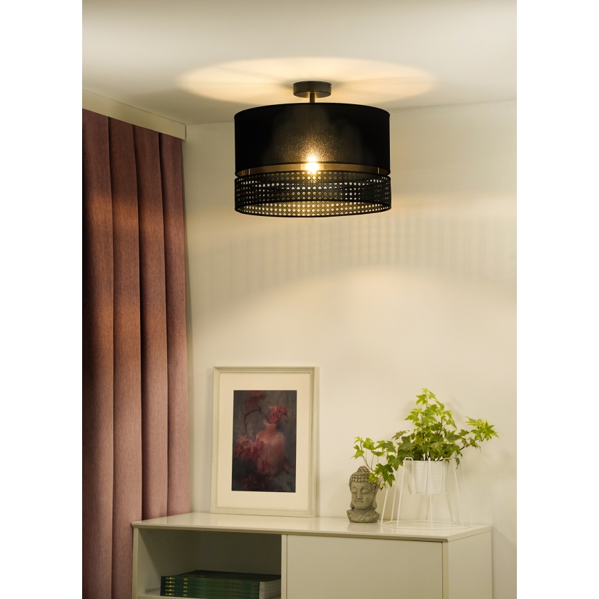 Duolla - Přisazený lustr DOUBLE RATTAN 1xE27/15W/230V pr. 40 cm černá