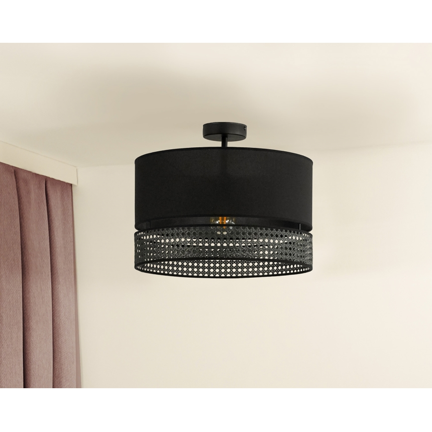 Duolla - Přisazený lustr DOUBLE RATTAN 1xE27/15W/230V pr. 40 cm černá