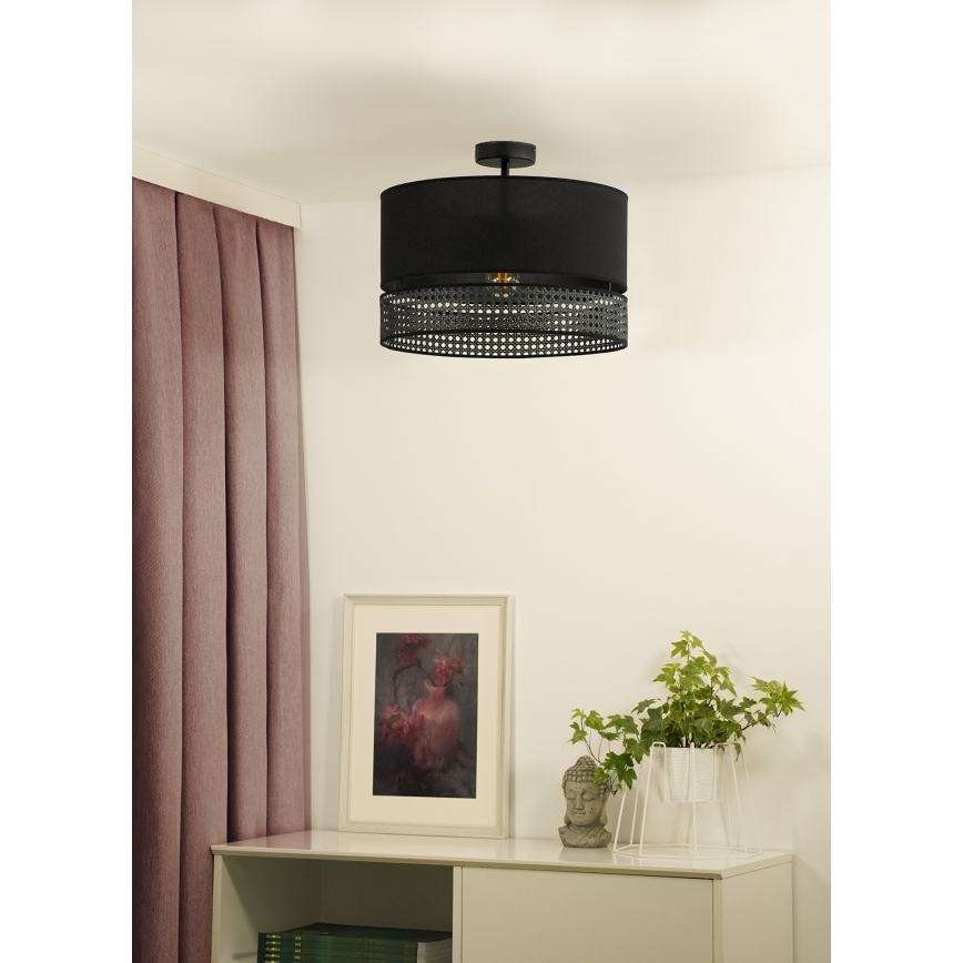 Duolla - Přisazený lustr DOUBLE RATTAN 1xE27/15W/230V pr. 40 cm černá