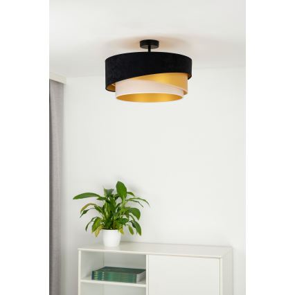Duolla - Přisazený lustr KOBO 1xE27/15W/230V pr. 45 cm černá/zlatá/krémová
