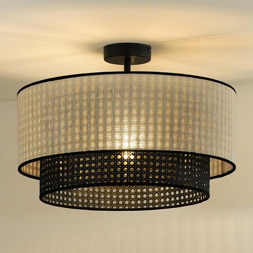Duolla - Přisazený lustr RATTAN YUTE 1xE27/15W/230V pr. 45 cm krémová/černá