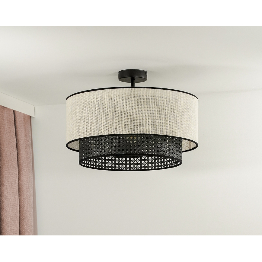 Duolla - Přisazený lustr RATTAN YUTE 1xE27/15W/230V pr. 45 cm krémová/černá