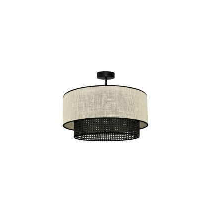 Duolla - Přisazený lustr RATTAN YUTE 1xE27/15W/230V pr. 45 cm krémová/černá