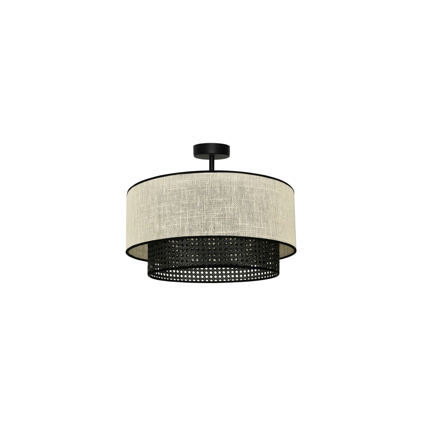 Duolla - Přisazený lustr RATTAN YUTE 1xE27/15W/230V pr. 45 cm krémová/černá
