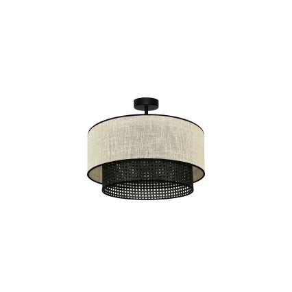 Duolla - Přisazený lustr RATTAN YUTE 1xE27/15W/230V pr. 45 cm krémová/černá
