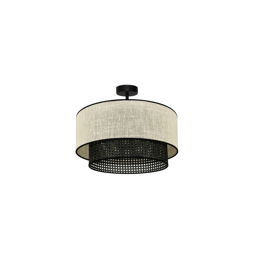 Duolla - Přisazený lustr RATTAN YUTE 1xE27/15W/230V pr. 45 cm krémová/černá