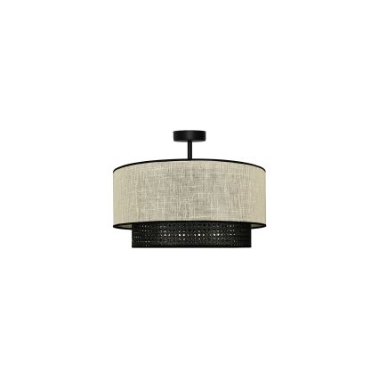 Duolla - Přisazený lustr RATTAN YUTE 1xE27/15W/230V pr. 45 cm krémová/černá