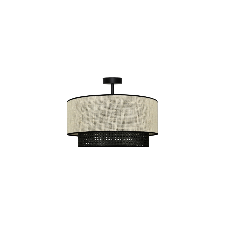 Duolla - Přisazený lustr RATTAN YUTE 1xE27/15W/230V pr. 45 cm krémová/černá