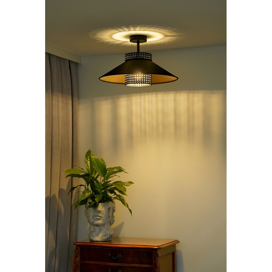 Duolla - Přisazený lustr RIO RATTAN 1xE27/15W/230V pr. 45 cm černá/zlatá