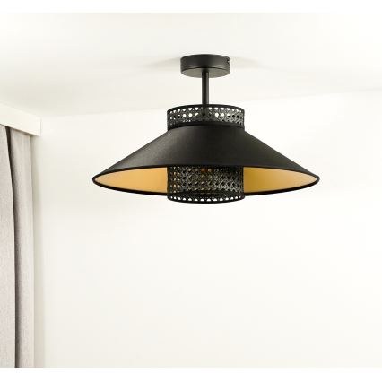 Duolla - Přisazený lustr RIO RATTAN 1xE27/15W/230V pr. 45 cm černá/zlatá