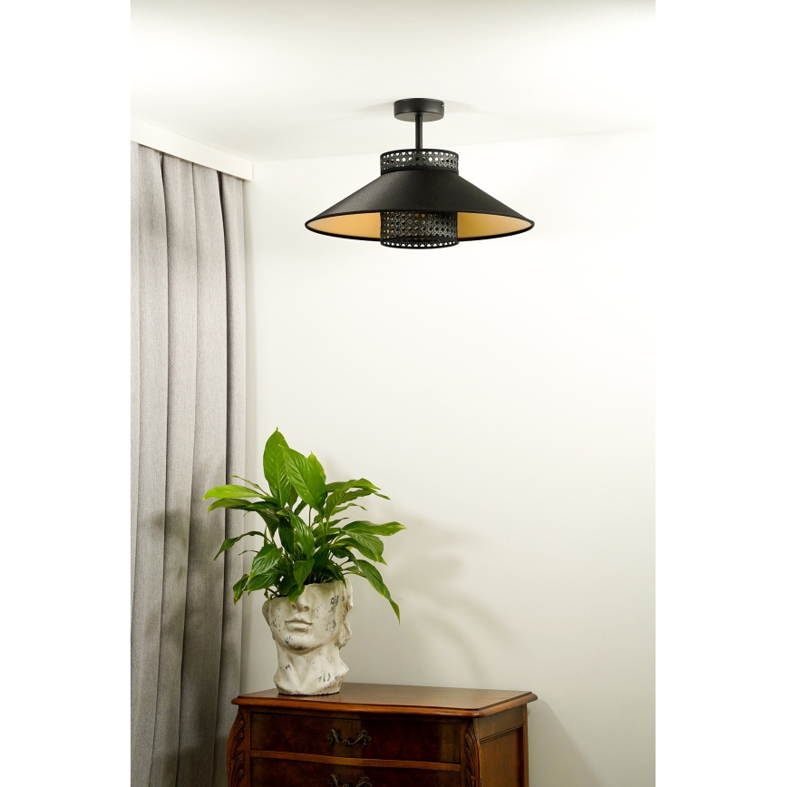 Duolla - Přisazený lustr RIO RATTAN 1xE27/15W/230V pr. 45 cm černá/zlatá