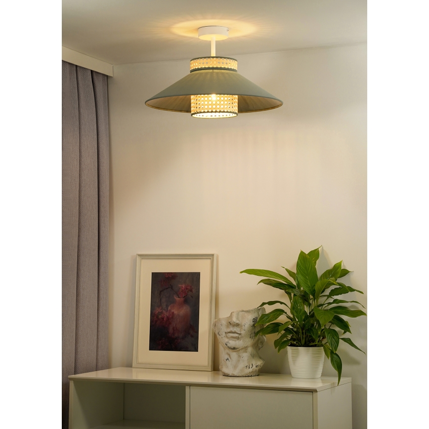 Duolla - Přisazený lustr RIO RATTAN 1xE27/15W/230V pr. 45 cm zelená/ratan