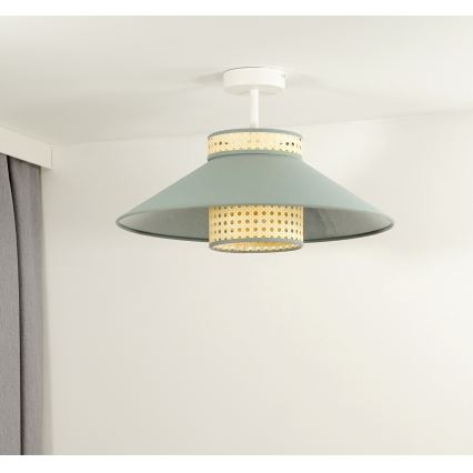 Duolla - Přisazený lustr RIO RATTAN 1xE27/15W/230V pr. 45 cm zelená/ratan