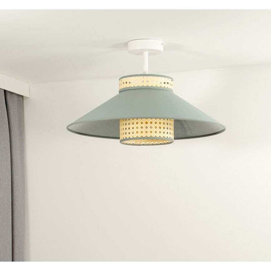 Duolla - Přisazený lustr RIO RATTAN 1xE27/15W/230V pr. 45 cm zelená/ratan