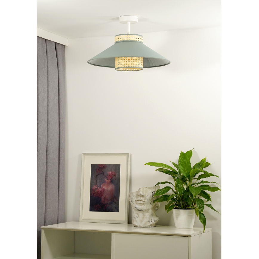 Duolla - Přisazený lustr RIO RATTAN 1xE27/15W/230V pr. 45 cm zelená/ratan
