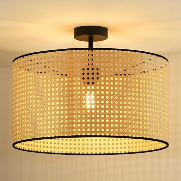 Duolla - Přisazený lustr ROLLER RATTAN 1xE27/15W/230V pr. 45 cm béžová/černá