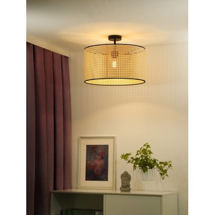 Duolla - Přisazený lustr ROLLER RATTAN 1xE27/15W/230V pr. 45 cm béžová/černá