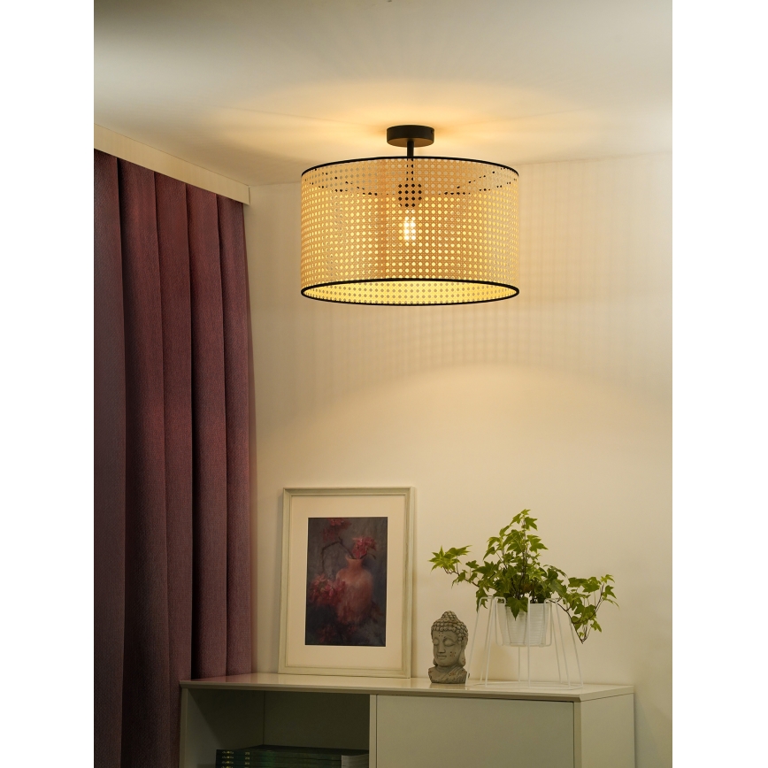 Duolla - Přisazený lustr ROLLER RATTAN 1xE27/15W/230V pr. 45 cm béžová/černá