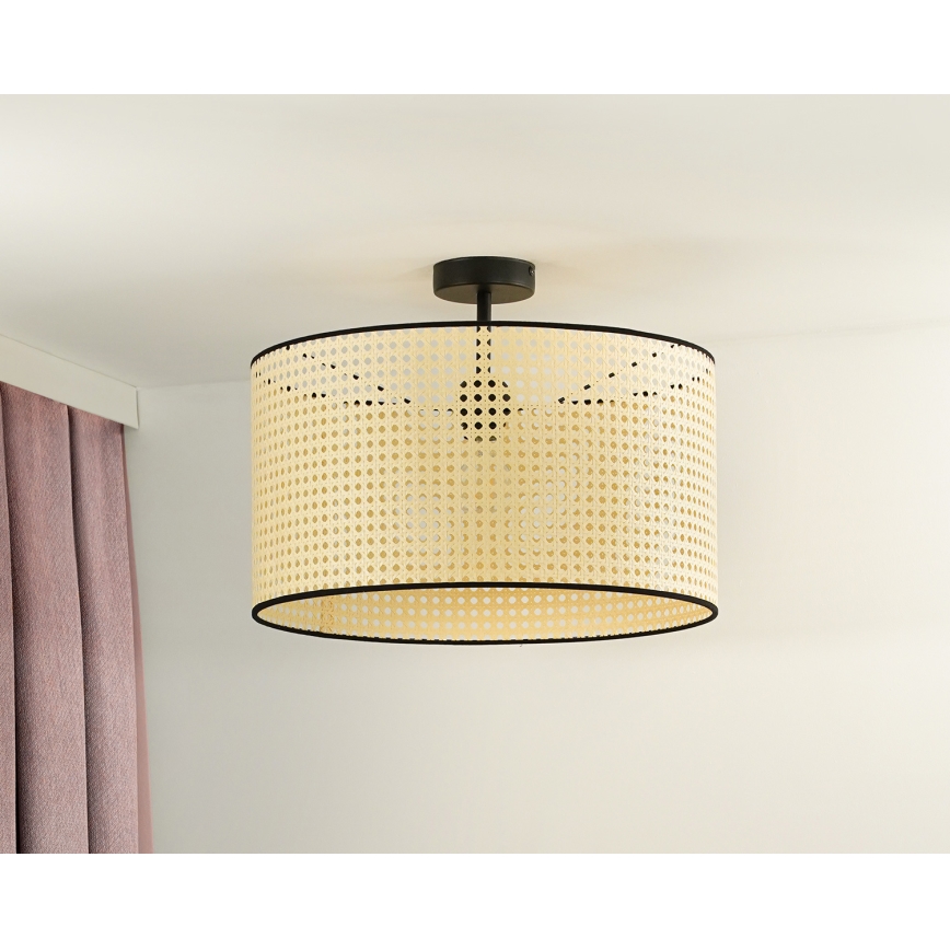Duolla - Přisazený lustr ROLLER RATTAN 1xE27/15W/230V pr. 45 cm béžová/černá