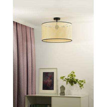 Duolla - Přisazený lustr ROLLER RATTAN 1xE27/15W/230V pr. 45 cm béžová/černá