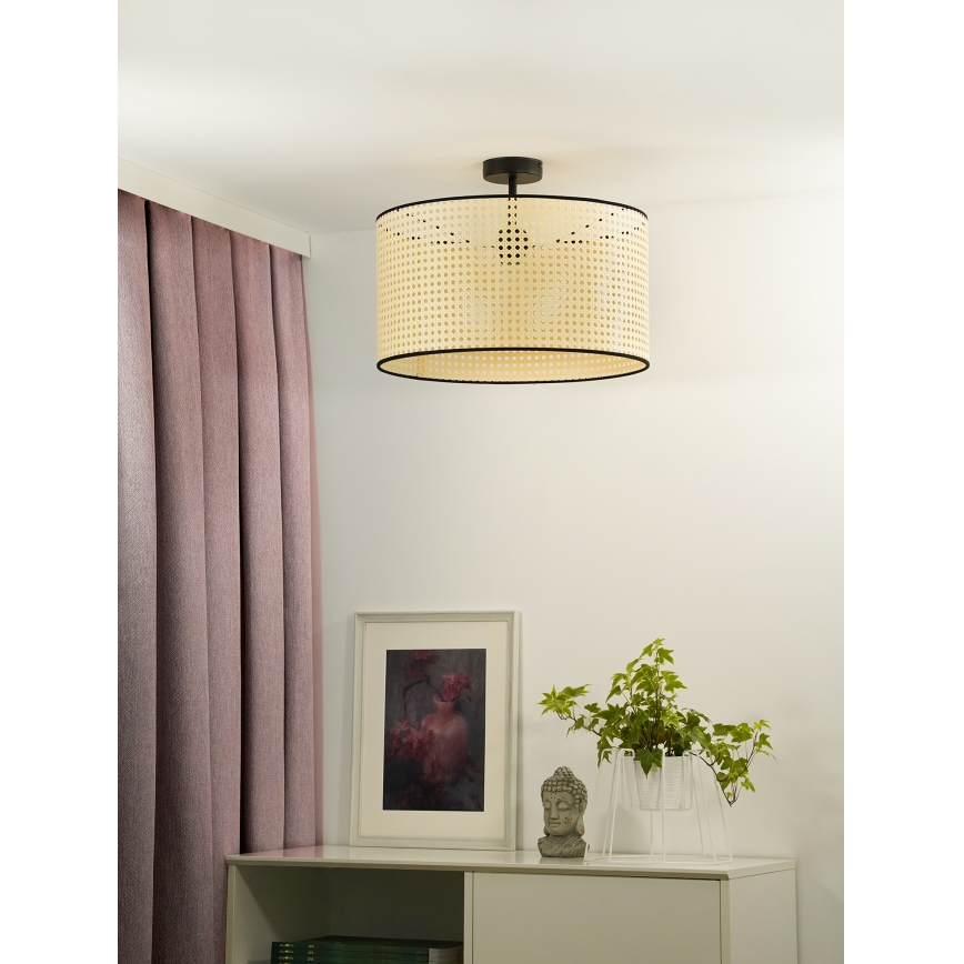 Duolla - Přisazený lustr ROLLER RATTAN 1xE27/15W/230V pr. 45 cm béžová/černá