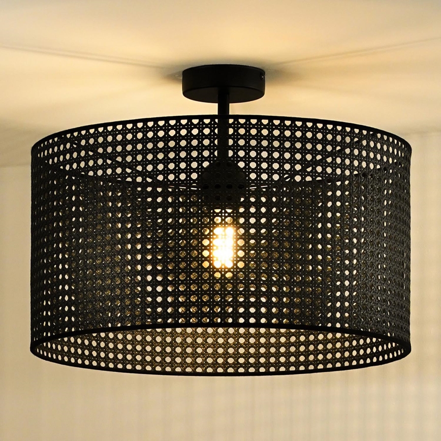 Duolla - Přisazený lustr ROLLER RATTAN 1xE27/15W/230V pr. 45 cm černá
