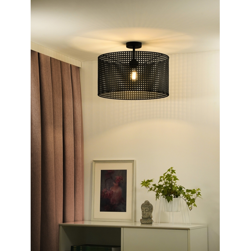 Duolla - Přisazený lustr ROLLER RATTAN 1xE27/15W/230V pr. 45 cm černá