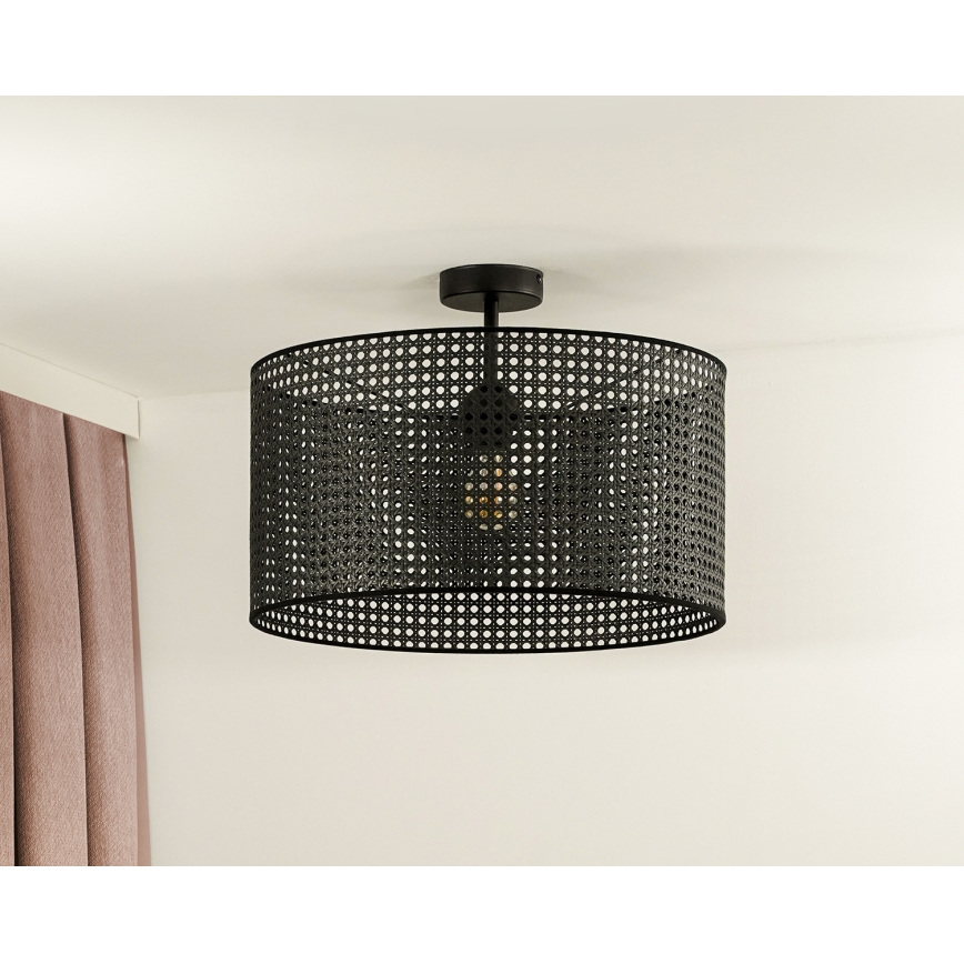 Duolla - Přisazený lustr ROLLER RATTAN 1xE27/15W/230V pr. 45 cm černá