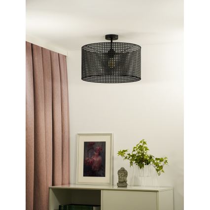 Duolla - Přisazený lustr ROLLER RATTAN 1xE27/15W/230V pr. 45 cm černá