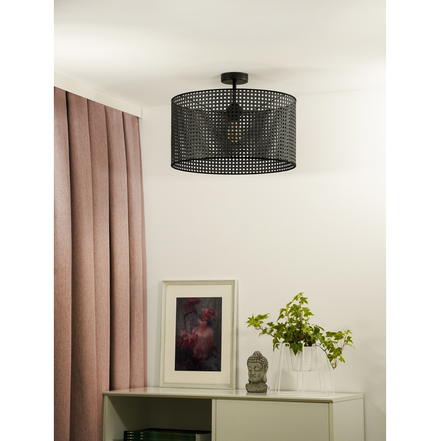 Duolla - Přisazený lustr ROLLER RATTAN 1xE27/15W/230V pr. 45 cm černá